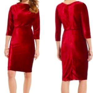 Belle Badgley Mischka Womens Wallis Red Velvet Velour Dress